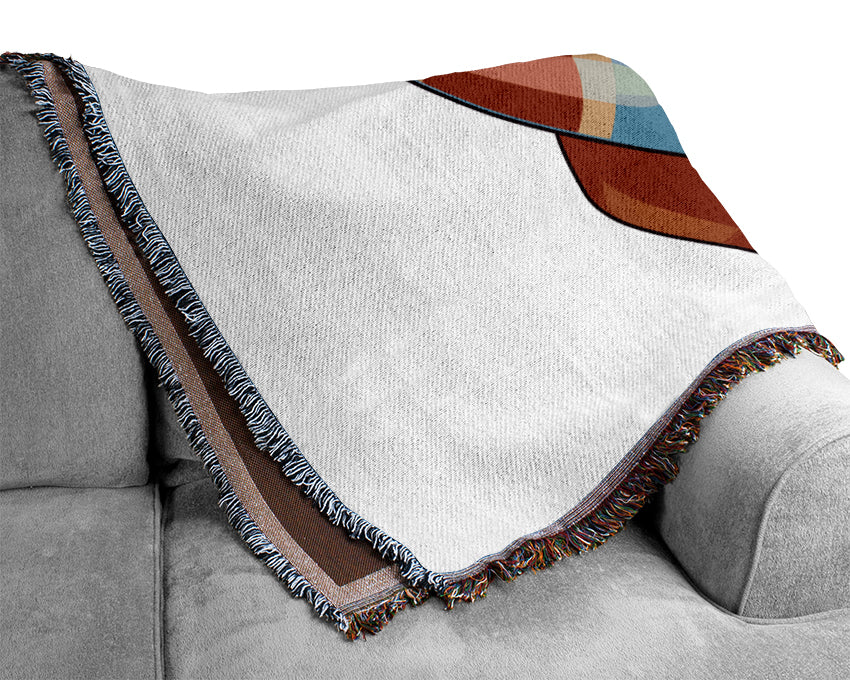 Flying Rocket Ship Pink Woven Blanket