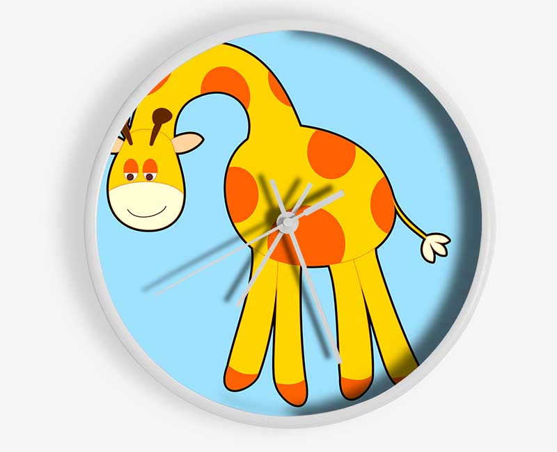 Funny Giraffe Looking Down Baby Blue Clock - Wallart-Direct UK