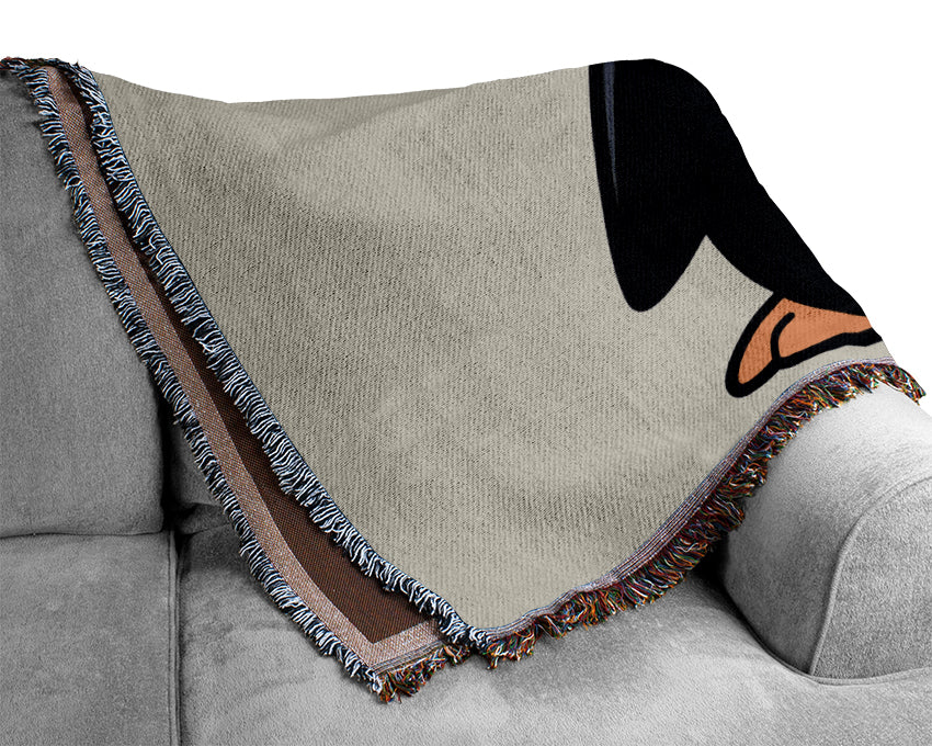 Funny Penguin Lilac Woven Blanket