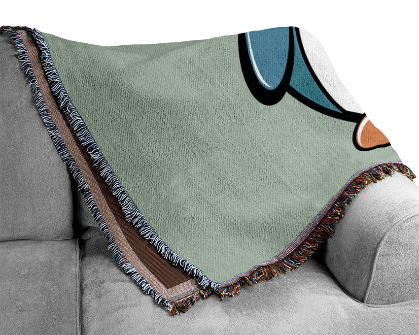 Funny Penquin Standing Baby Blue Woven Blanket