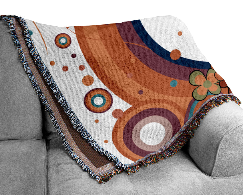 Giraffe Balloon Circles White Woven Blanket