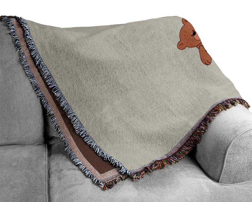 Girl With Teddy Bear Lilac Woven Blanket