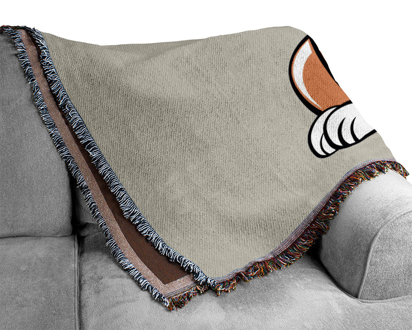 Happy Cat Sitting Lilac Woven Blanket