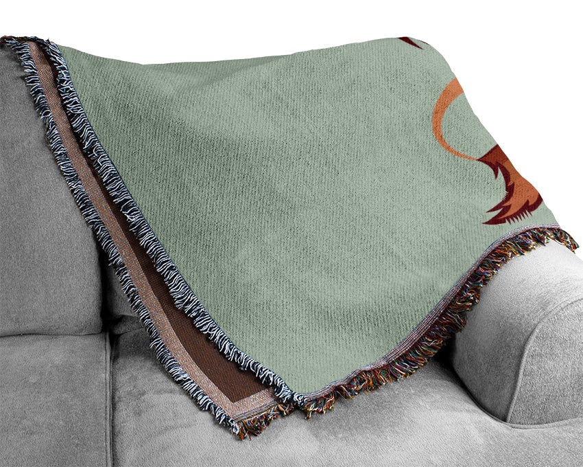Happy Lion Baby Blue Woven Blanket
