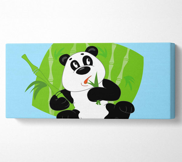 Panda Eating Bamboo Baby Blue