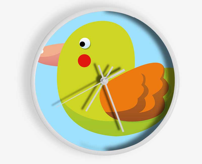 Red Spot Bird Baby Blue Clock - Wallart-Direct UK