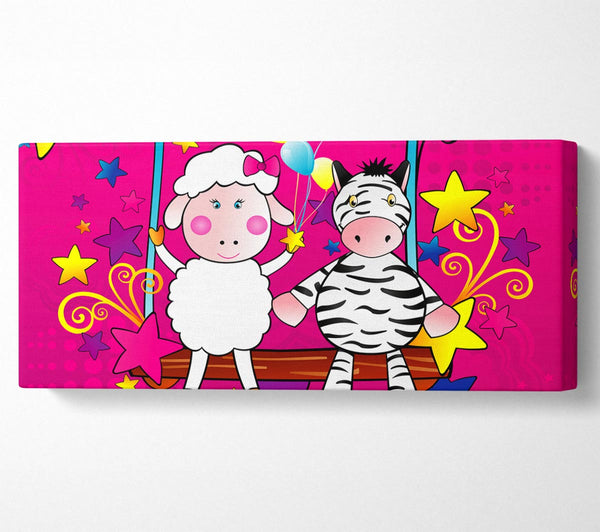 Sheep And Zebra On Swing Celebration White