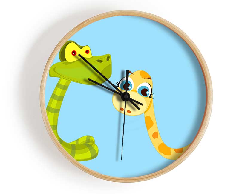 Two Snakes Baby Blue Clock - Wallart-Direct UK