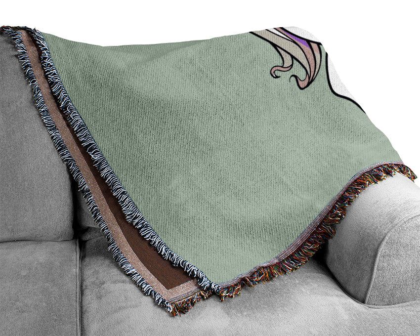 Unicorn Walking Baby Blue Woven Blanket