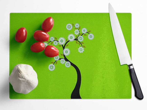 White Flower Tree Glass Chopping Board