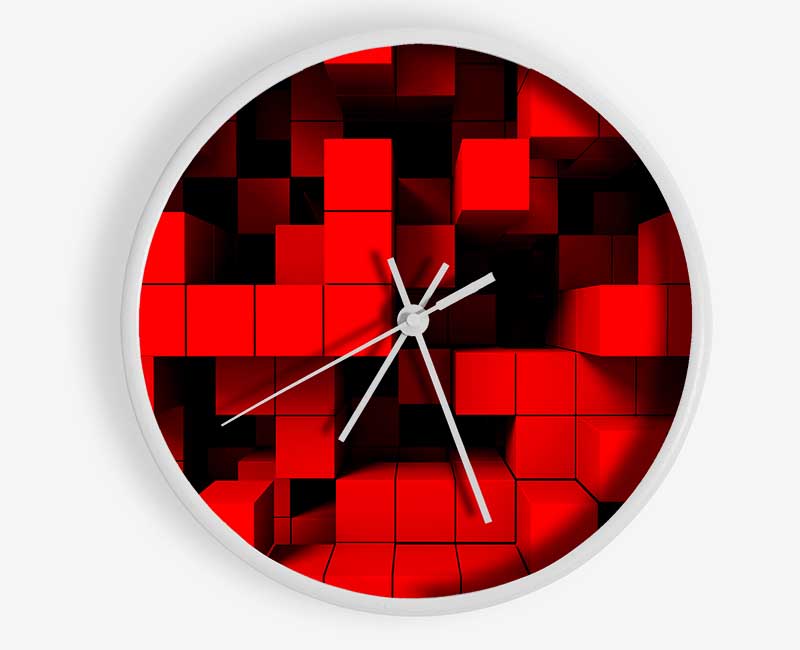 Red Cubism Clock - Wallart-Direct UK