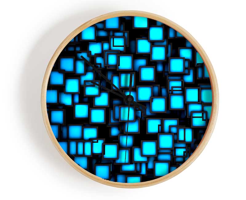 Neon Squares Clock - Wallart-Direct UK