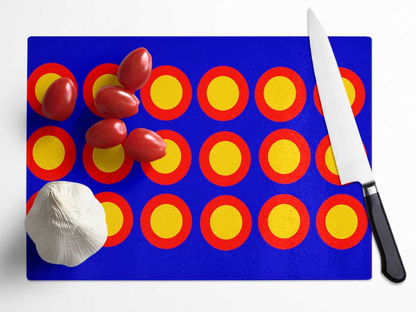 Circles Of Light Yellow On Blue Glass Chopping Board