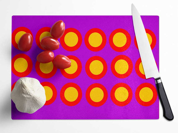 Circles Of Light Yellow On Purple Glass Chopping Board