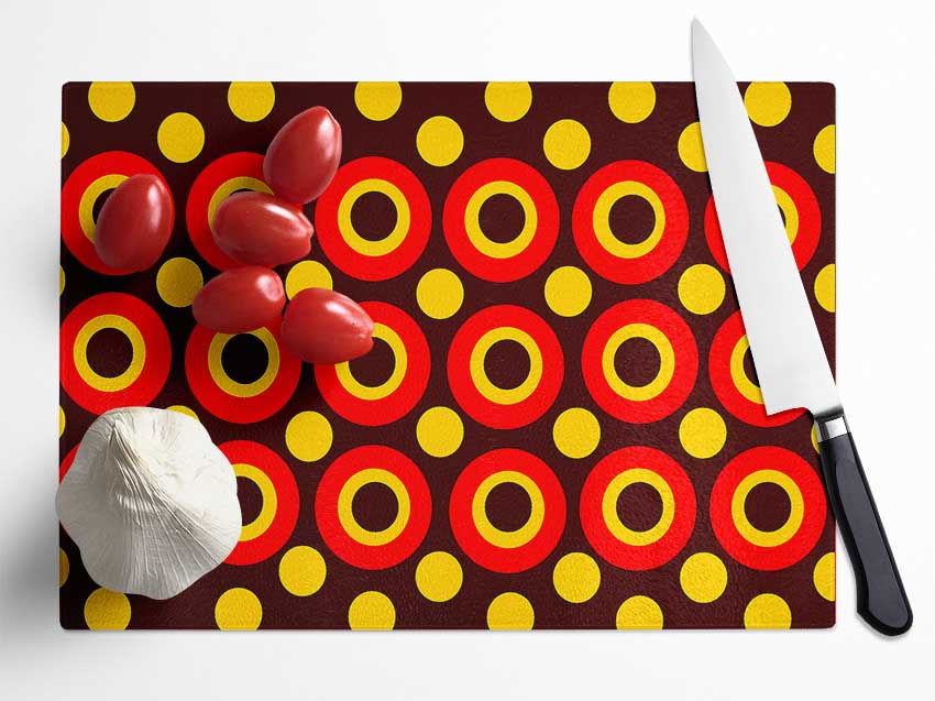 Intermediate Circles Orange Glass Chopping Board