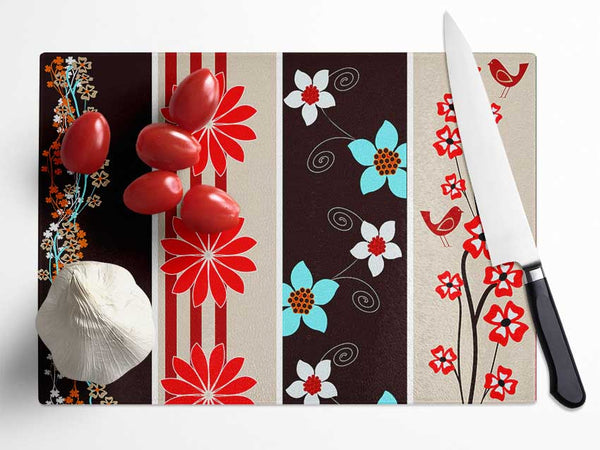 Vertical Flower Power Glass Chopping Board
