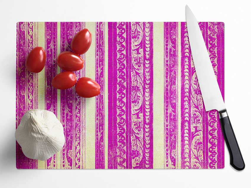 Vertical Landslide Pink Glass Chopping Board