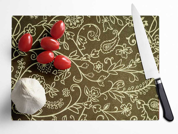 Paisley Greens Glass Chopping Board