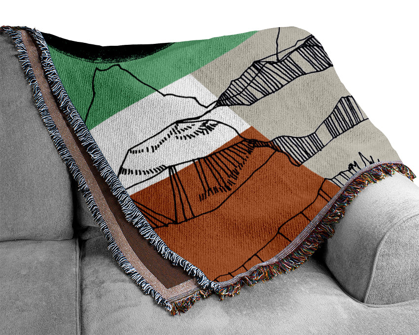 Mountain Range Sun Multi-Coloured Woven Blanket