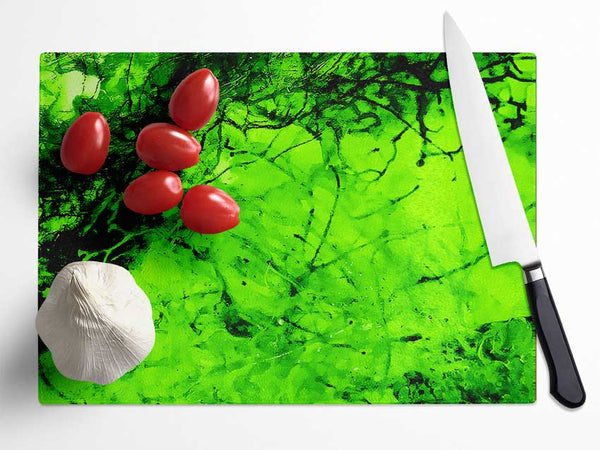 Green Branches In The Wind Glass Chopping Board