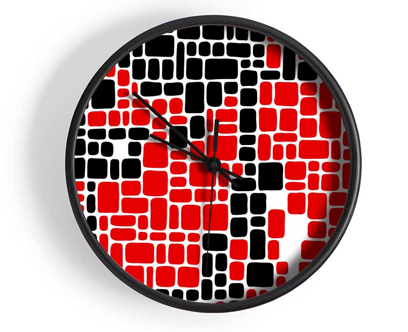 Mosaic Reds Clock - Wallart-Direct UK