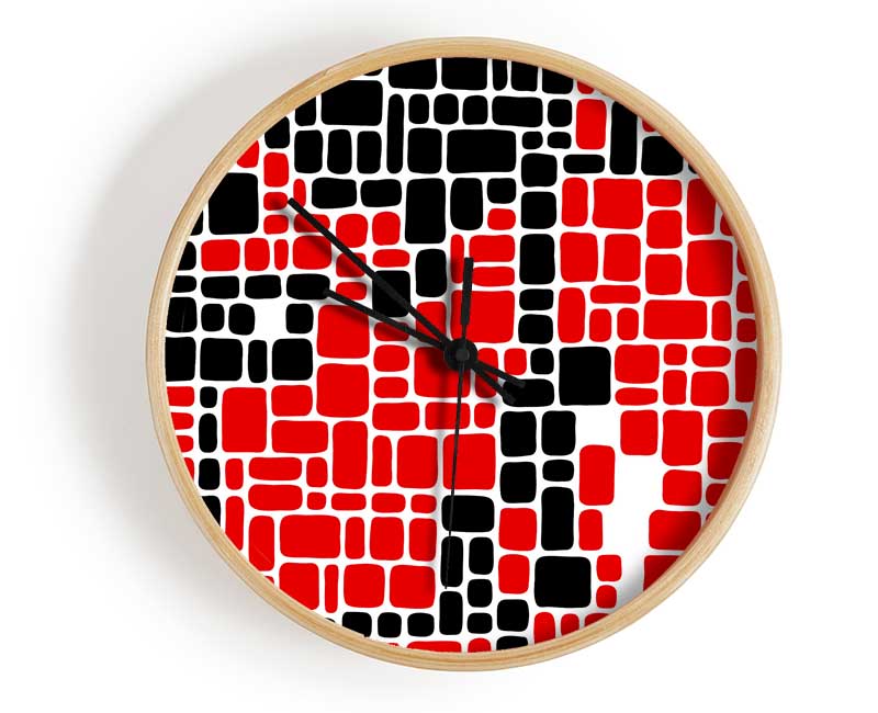 Mosaic Reds Clock - Wallart-Direct UK