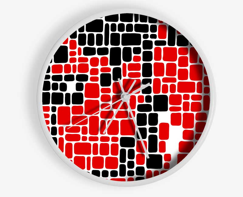 Mosaic Reds Clock - Wallart-Direct UK