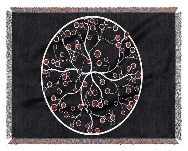 Circle Of Life Red On Black Woven Blanket