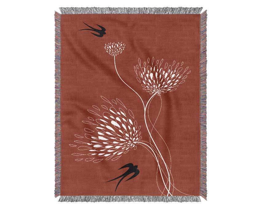 Red Doves Woven Blanket