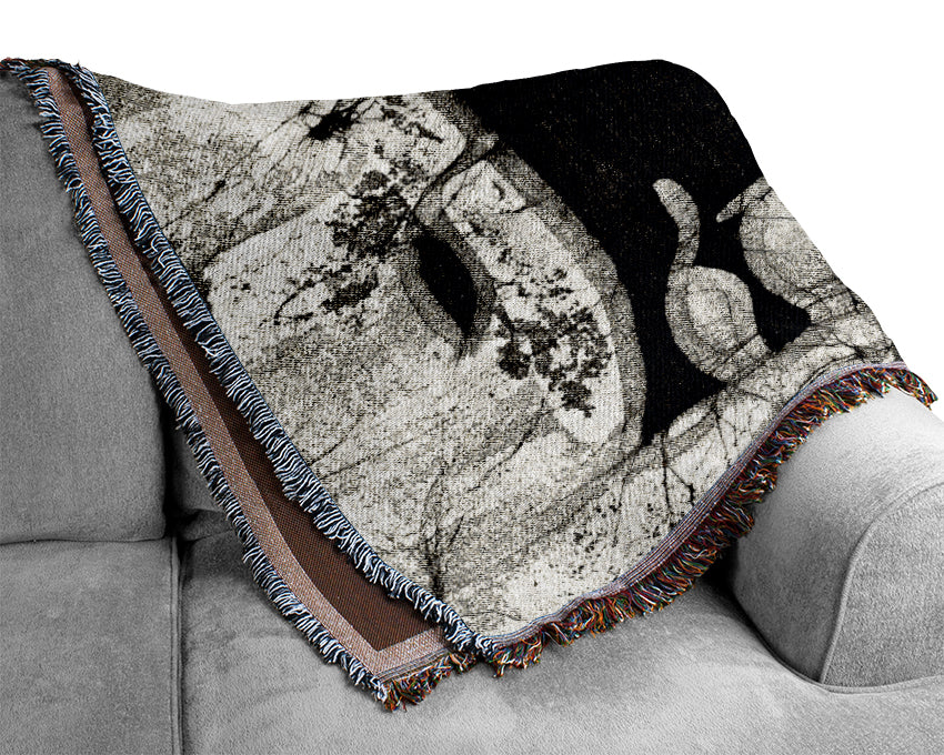 Tribal Elephant Black Woven Blanket