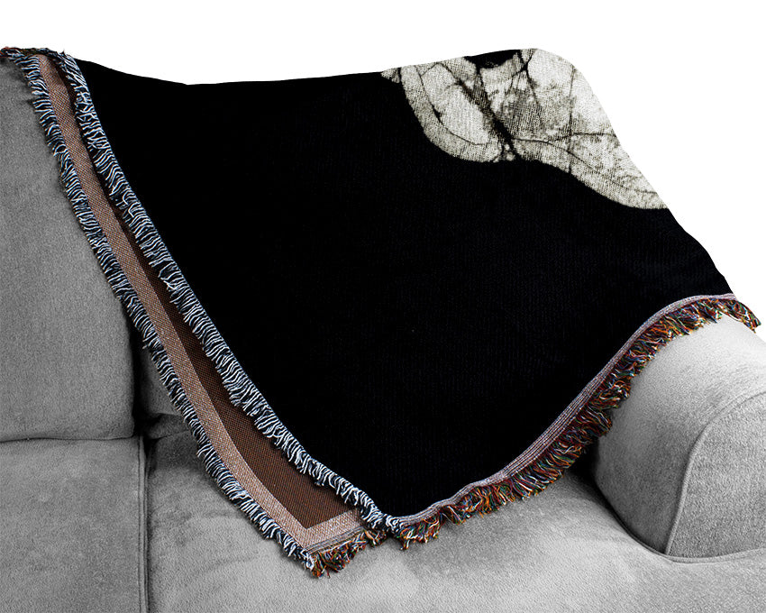 Native Elephant Art B n W Woven Blanket