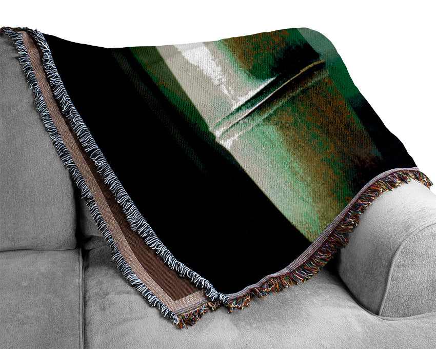 Green Bamboo Close-Up Woven Blanket