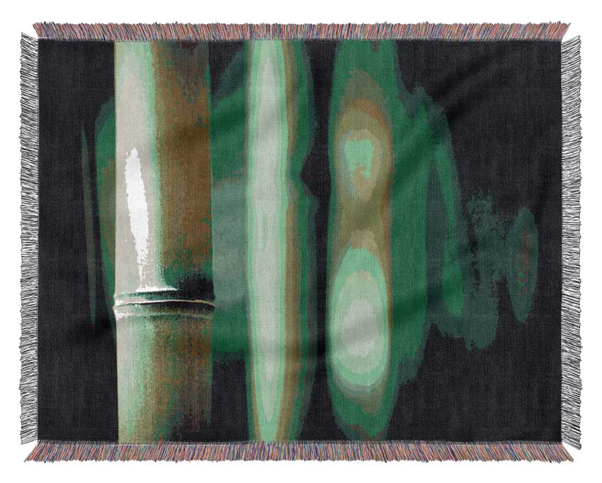Green Bamboo Close-Up Woven Blanket