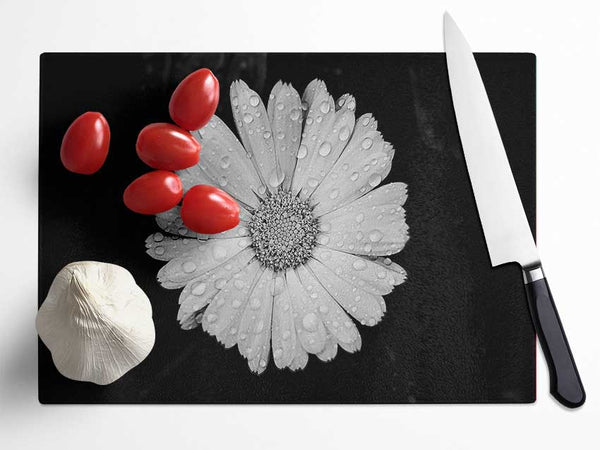 Raindrops On Flower Glass Chopping Board