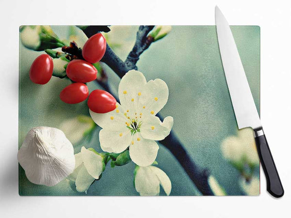 Beautiful Apple Blossom Glass Chopping Board