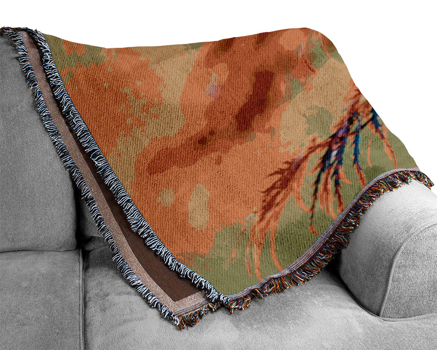 Red Leaves Shrub Woven Blanket