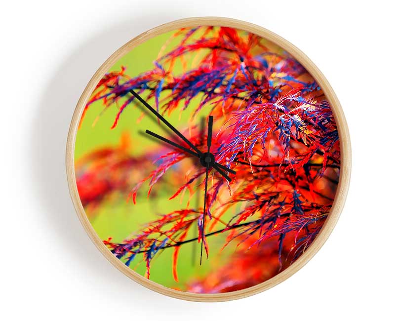 Red Leaves Shrub Clock - Wallart-Direct UK