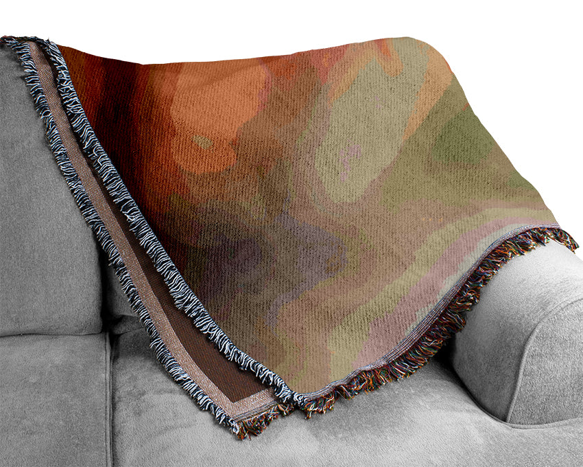 Orange Leaves Sparkle Woven Blanket