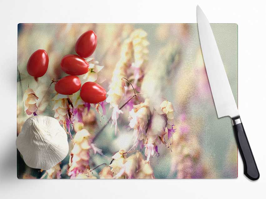 Wild Flowers In Spring Glass Chopping Board