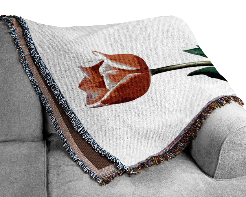 Red Pink Tulips Woven Blanket