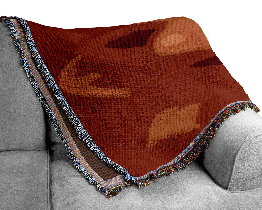Red Orange Gerbera Petals Woven Blanket