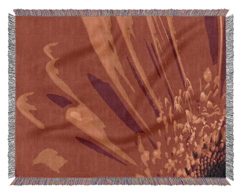 Red Orange Gerbera Petals Woven Blanket
