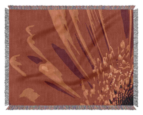 Red Orange Gerbera Petals Woven Blanket