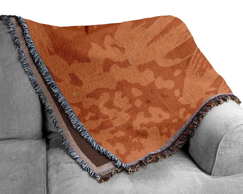 Orange Yellow Gerbera Face Woven Blanket
