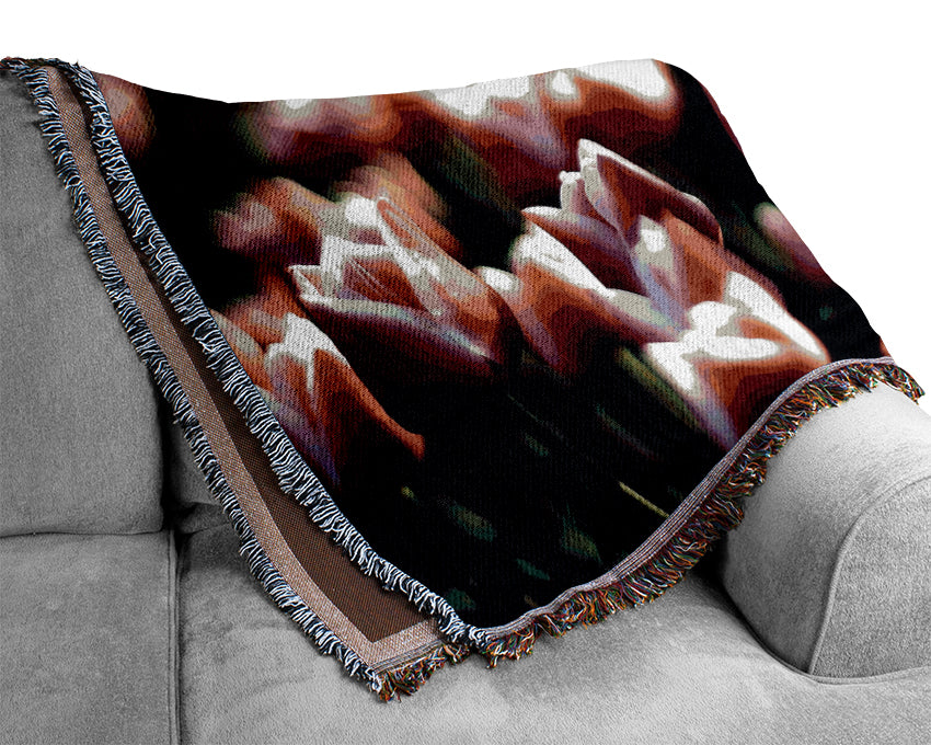 Pink Tulips Spring Woven Blanket