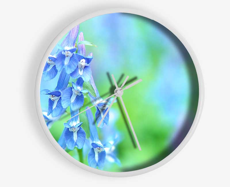 Soft Focus Small Blue Flowers Clock - Wallart-Direct UK