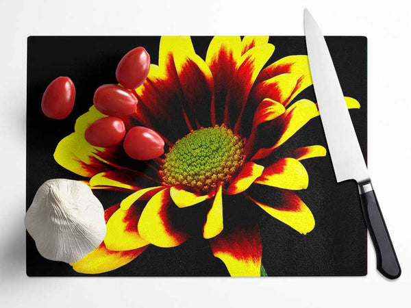Flower On Black Background Glass Chopping Board