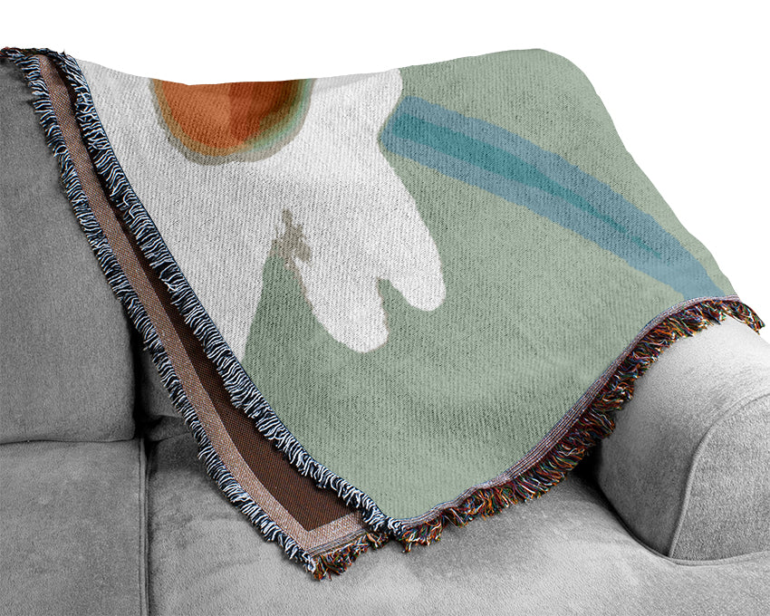 White Daisies On Blue Woven Blanket