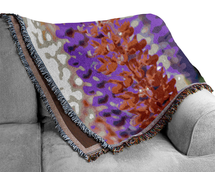 Pink And Purple Lupin Flowers Woven Blanket