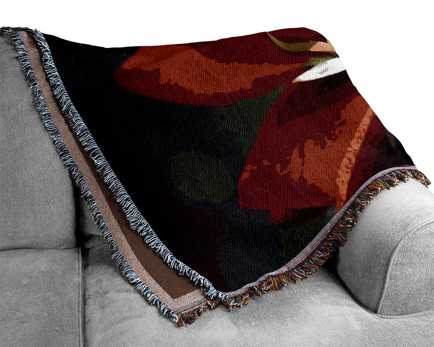 Red Pink Rose Woven Blanket